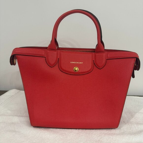 LONGCHAMP Le Pliage Heritage Leather Handbag - Red - NEW! - Picture 2 of 14